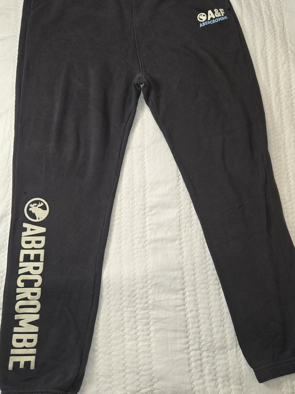 Abercrombie & Fitch Gray Logo Sweatpants with Cream Branding